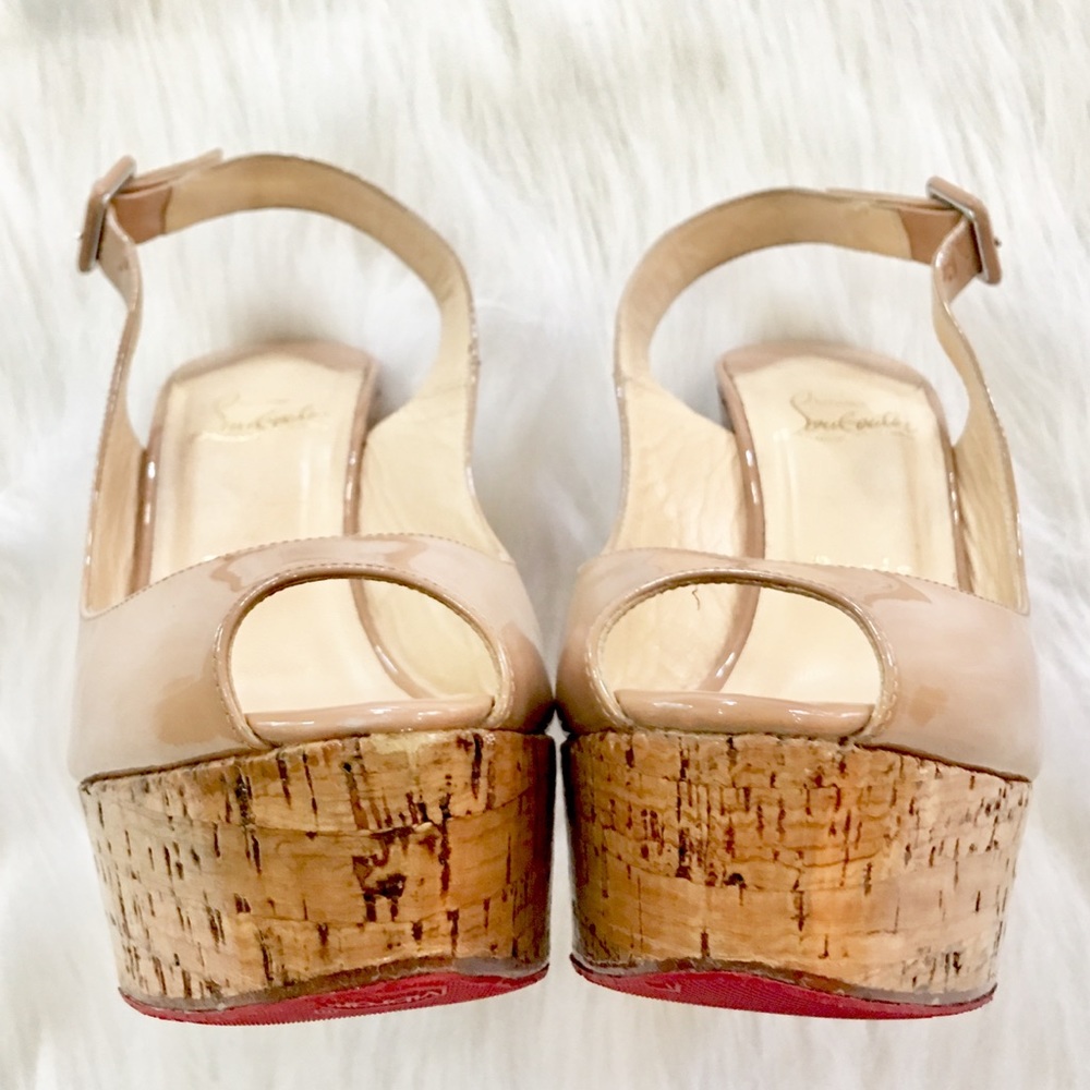 ⭕️SOLD⭕️ 💯🆑 UNE PLUME 140 WEDGES PATENT NUDE - Picture 6 of 8